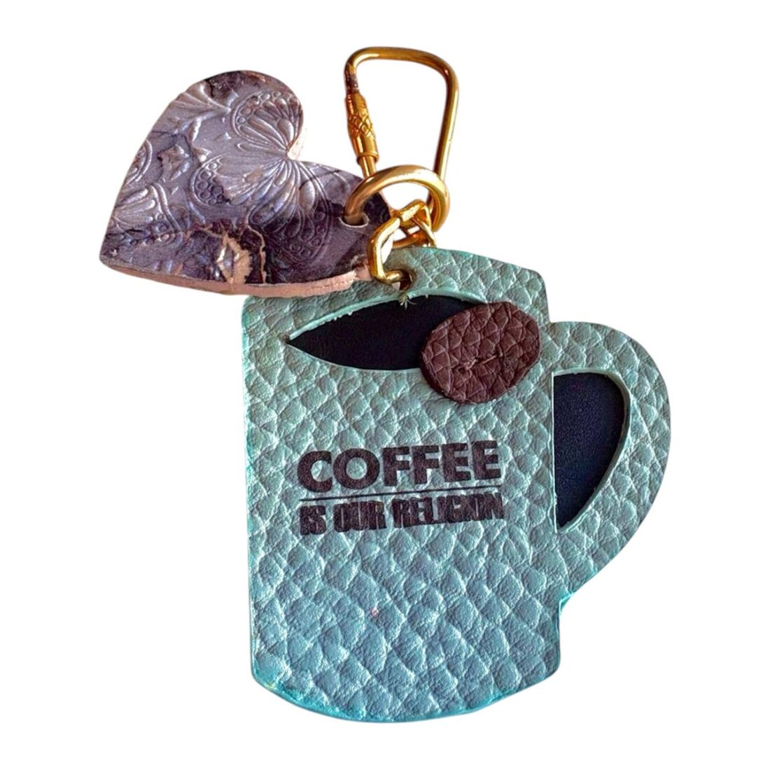 Leather coffee keychain